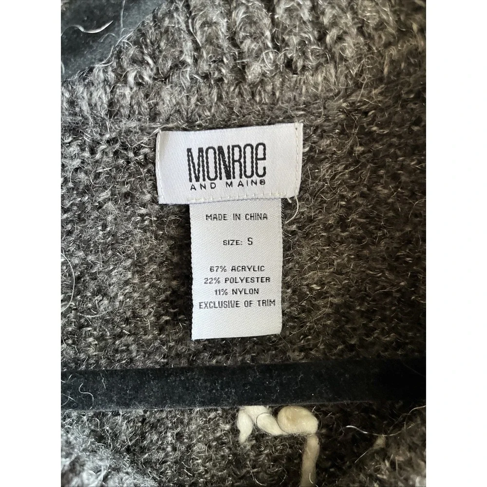 Sz S Monroe and Main Women's Coat Button Yarn Woven Patchwork Long Cardigan